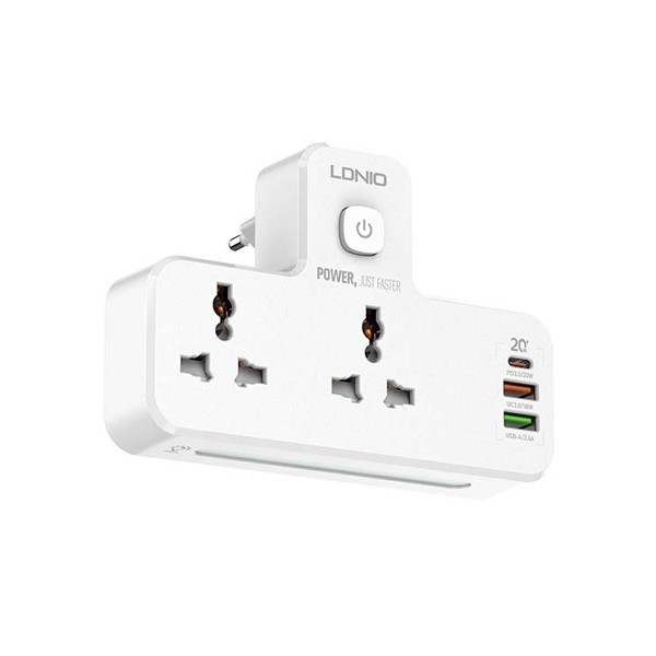 LDNIO Power Strip 2 Port with 2 USB and 1 USB-C PD & QC3.0 EU (SC2311) – White